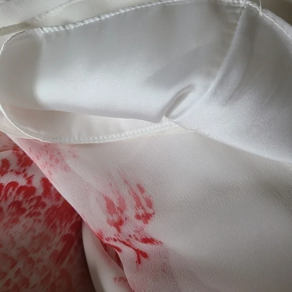 MAX STUDIO Mid Length Sheer Abstract Print White & Red Sleeveless Dress Size Med - Picture 8 of 10